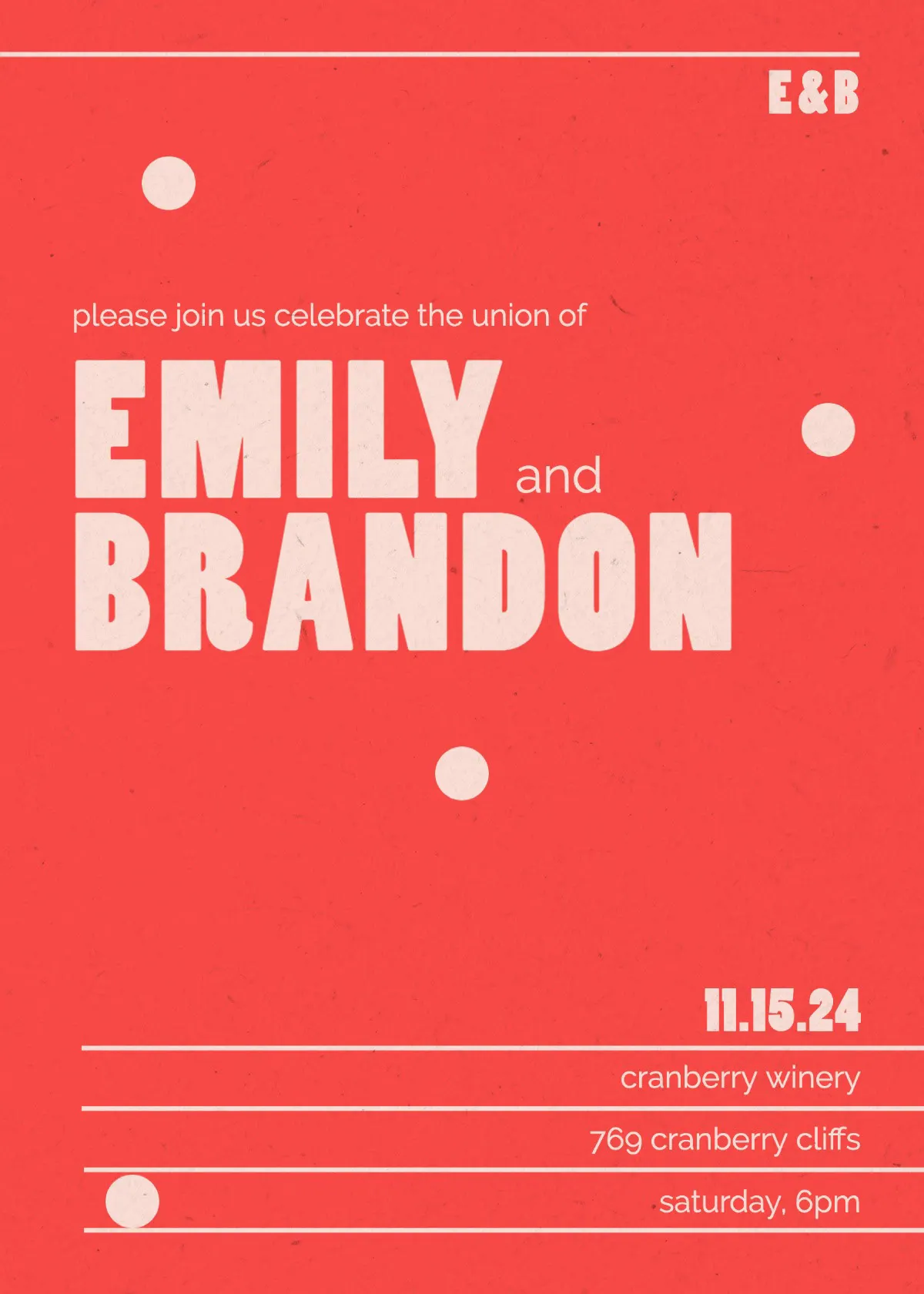 Red and Pink Fun Wedding Invitation