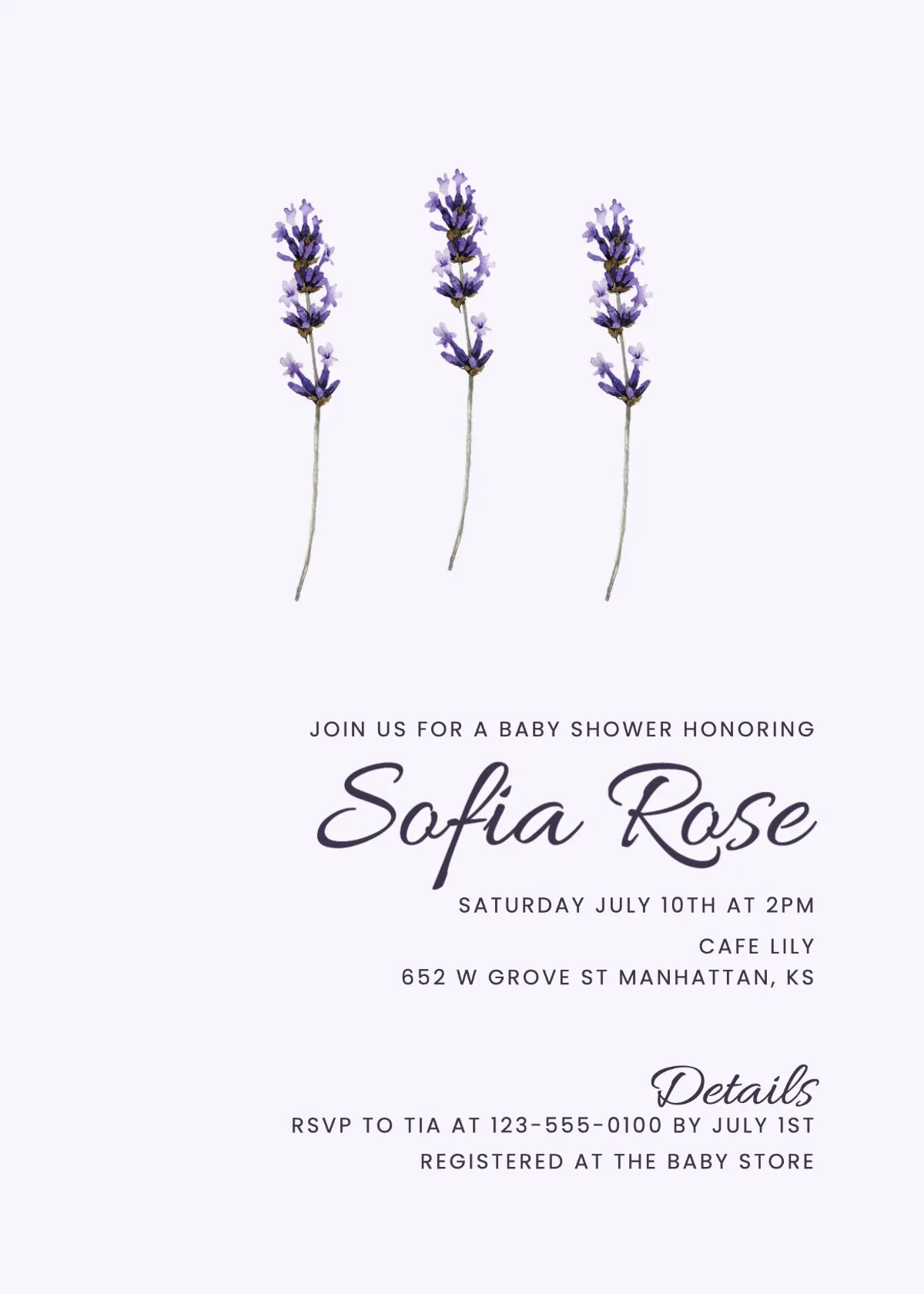 Purple Watercolor Floral Baby Shower Invitation