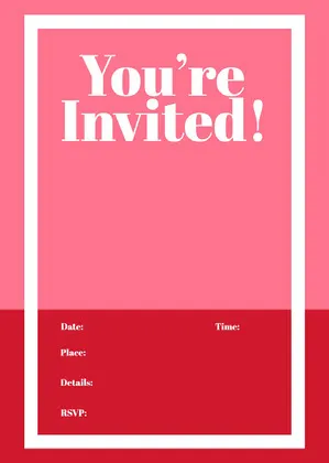 Red and Pink Blank Invitiation Blank Invitation