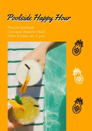 Yellow and Fresh Drinks Pool Party Invitation Pool Party Invitation