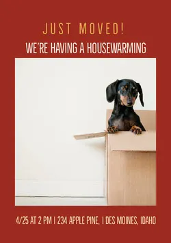 Claret and Cute Dog Housewarming Party Invitation Housewarming Invitation