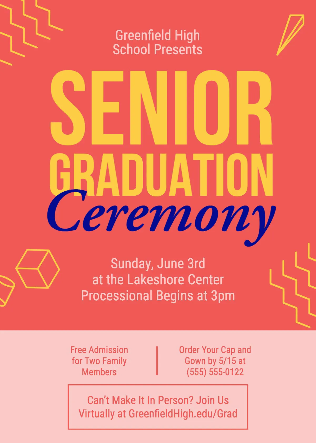 Red Orange High School Graduation Invitation