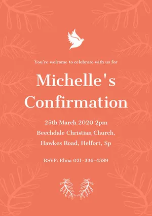 Red and White, Light Toned, Confirmation Invitation Card Confirmation Invitation