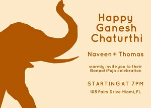 Elephant Silhoutte Ganpati Invitation  Ganpati Invitation
