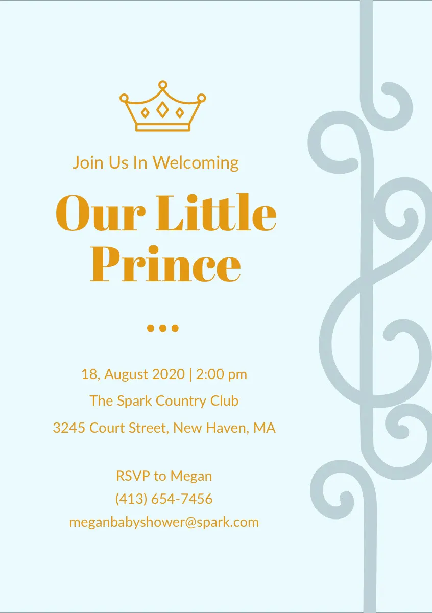 Blue and Gold Baby Shower Invitation