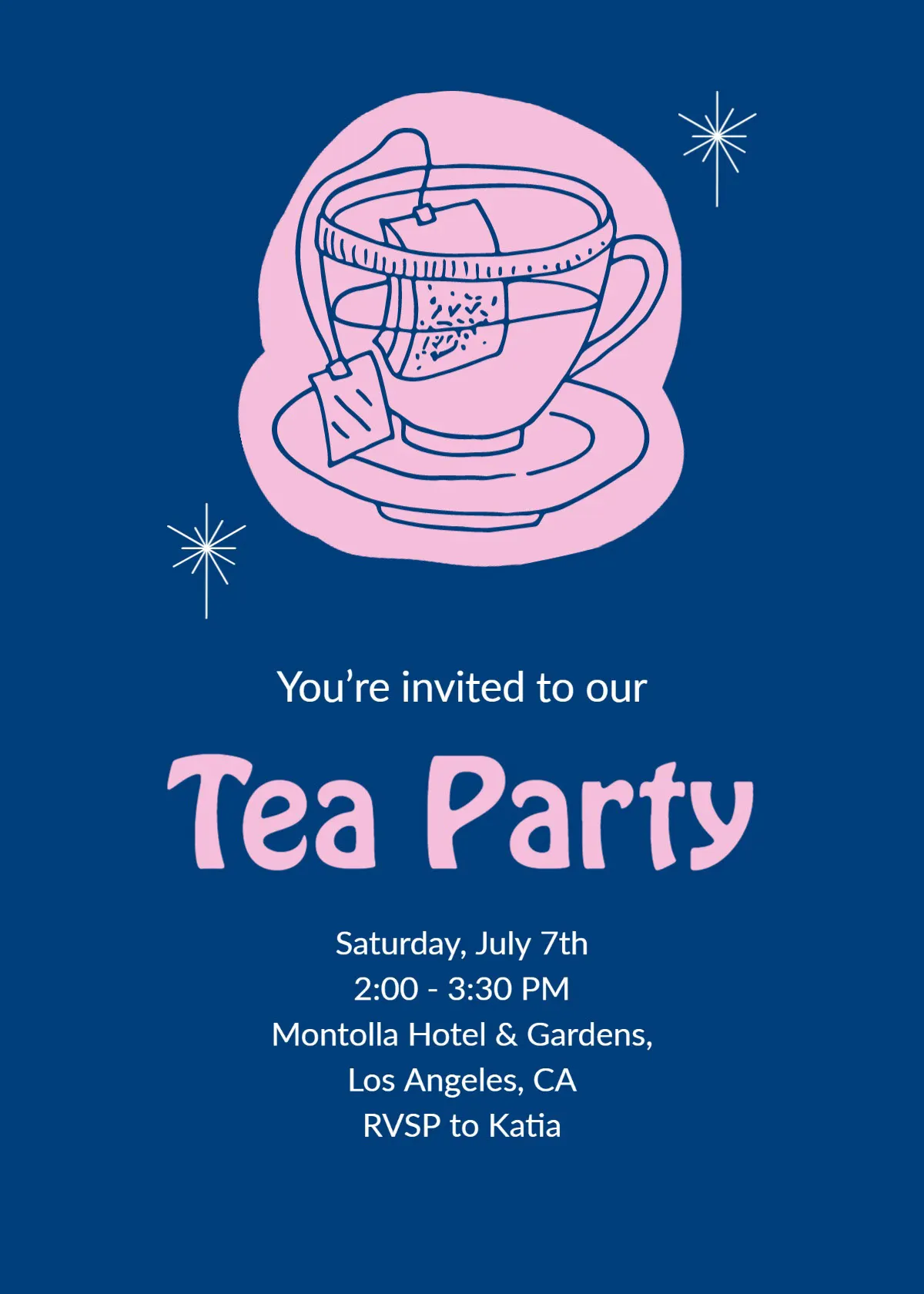 Blue & Pink Tea Party Invitation