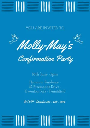Blue and White, Light Toned Confirmation Invitation Card Confirmation Invitation