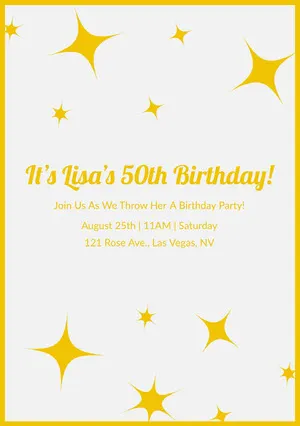 Grey and Yellow Birthday Invitation 50th Birthday Invitations