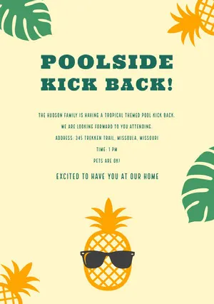 Yellow and Green Pool Party Invitation Pool Party Invitation