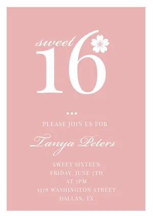 Pink Elegant Sweet Sixteen Birthday Invitation Card Sweet 16 Invitation