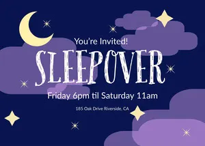 Blue Celestial Sleepover Invitation Sleepover Invitation