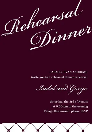 Dark Red Elegant Rehearsal Dinner Invitation Card Rehearsal Invitation