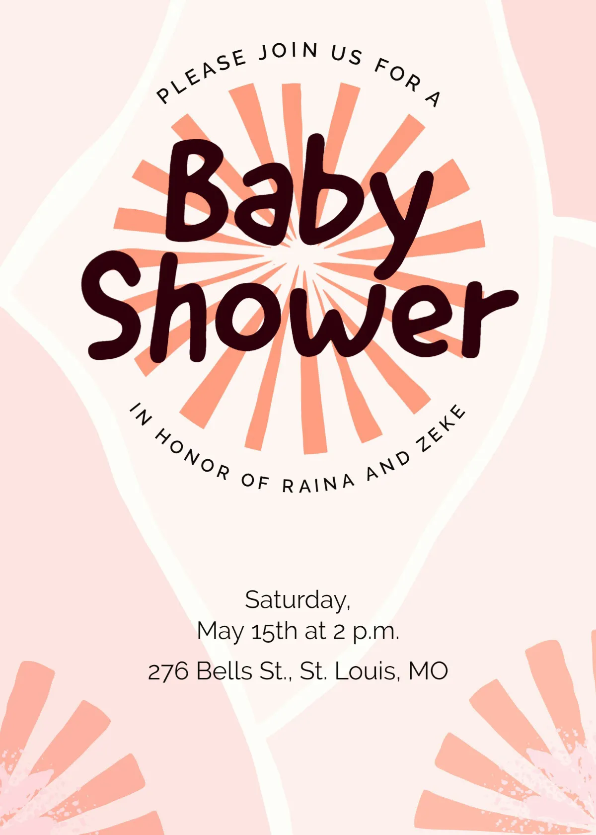 Black, Orange and Pink Baby Shower Invitation