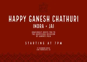 Traditional Red Ganpati Invitation Ganpati Invitation
