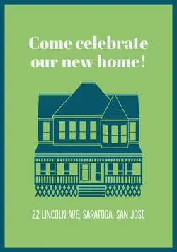 Blue and Green Housewarming Party Invitation Housewarming Invitation