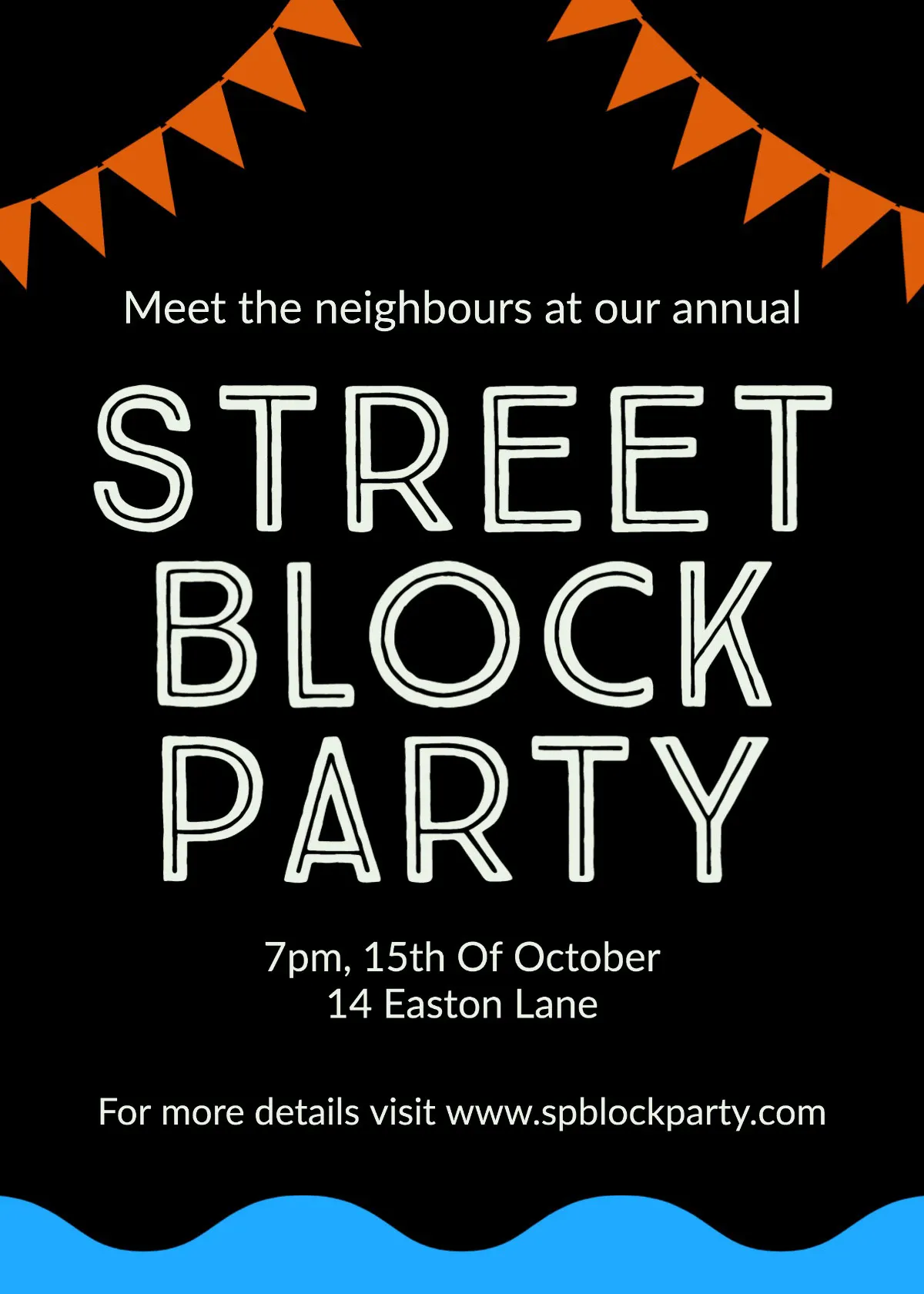 Iteration Black & Blue Block Party Invite