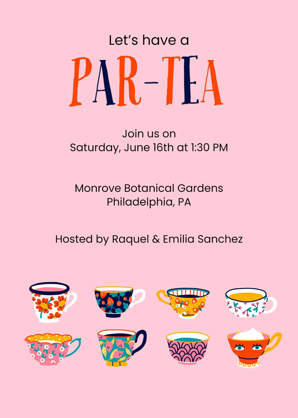 Pink & Black Tea Party Invitation