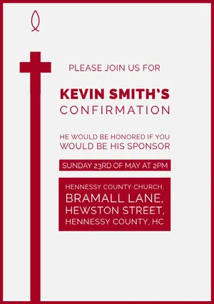 Red and White, Confirmation Invitation Card Confirmation Invitation