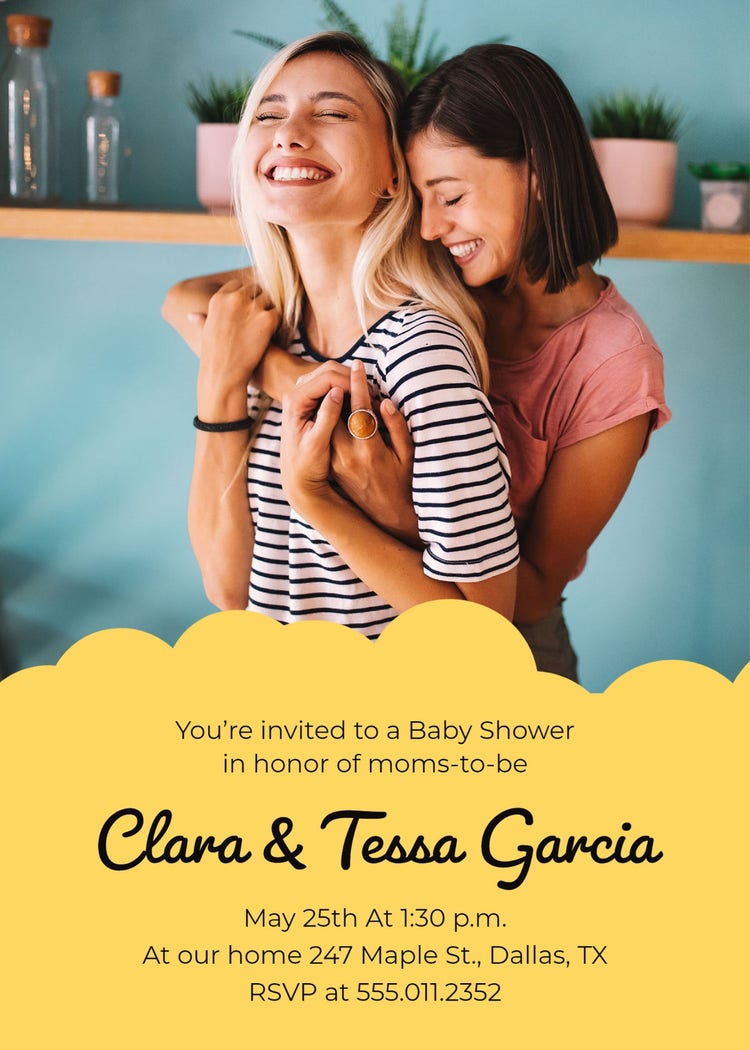 Yellow And Photo Loving Couple Baby Shower Invitation