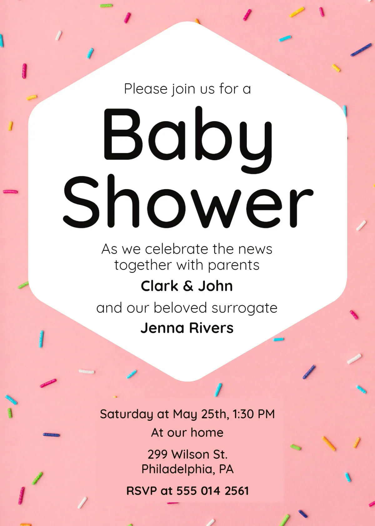 Pink, Black and White Baby Shower Invitation