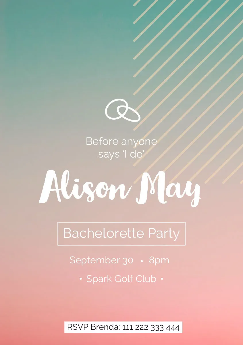 Pink, Blue, Pastel Toned Bachelorette Party Invitation Card
