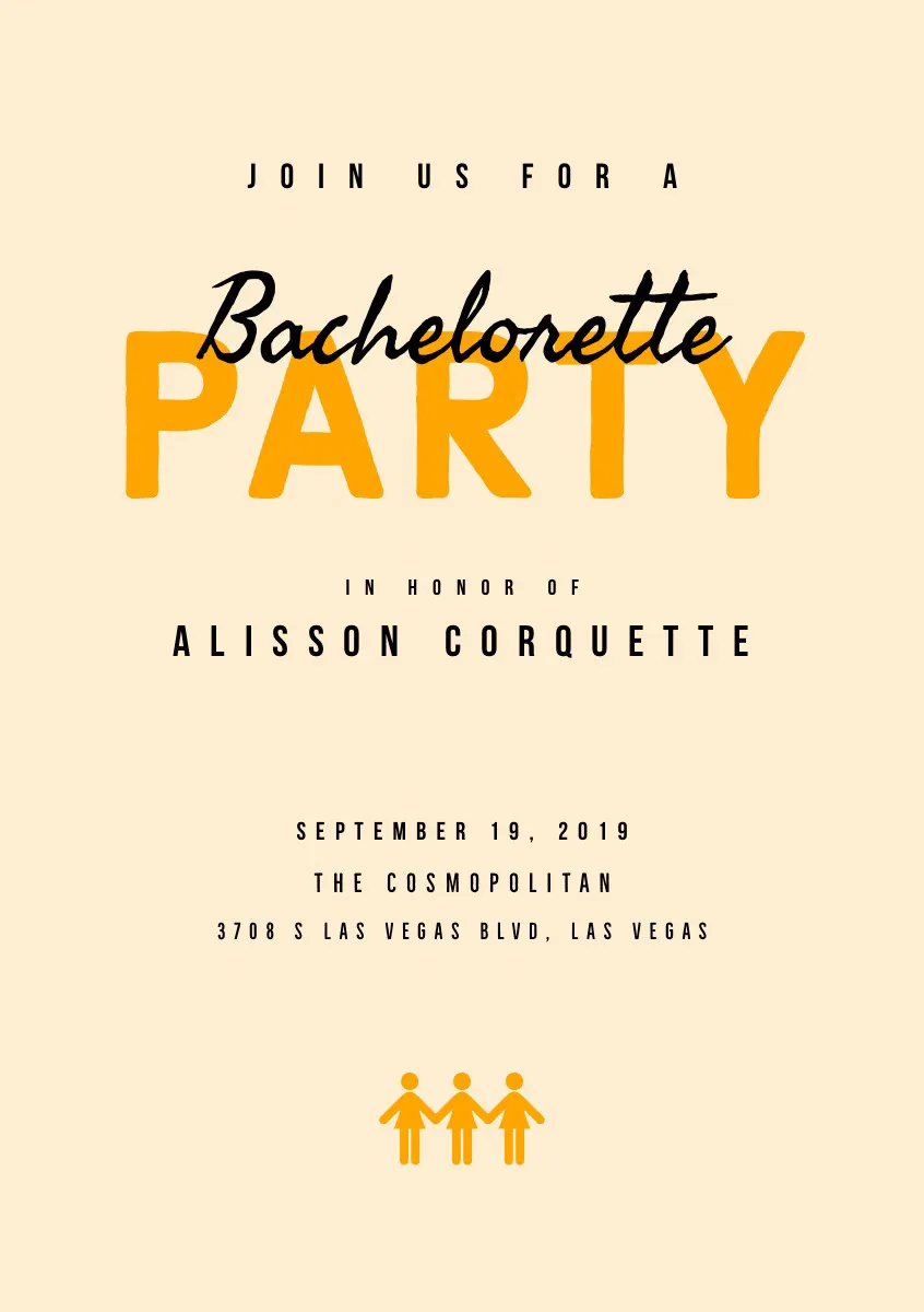 Pink and Yellow Bachelorette Party Invitation