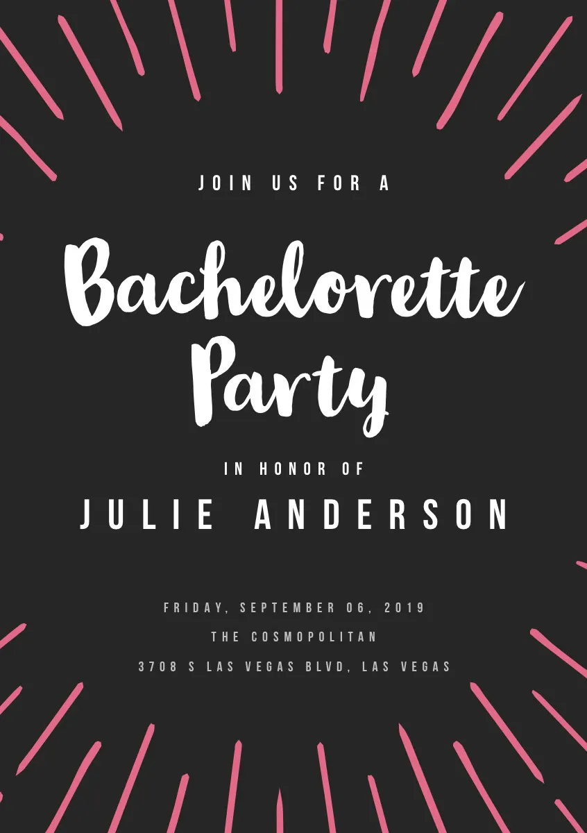 Black and White Bachelorette Party Invitation