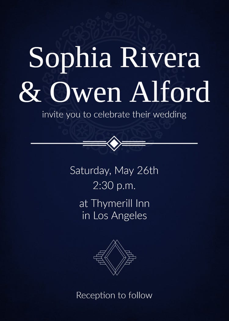 White and Navy Wedding invitation