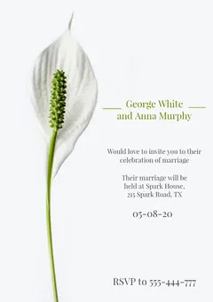 White and Green, Elegant, Delicate, Wedding Invitation Card  Rustic Wedding Invitation