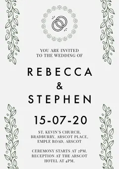 Green Vines Elegant Wedding Invitation Card Rustic Wedding Invitation