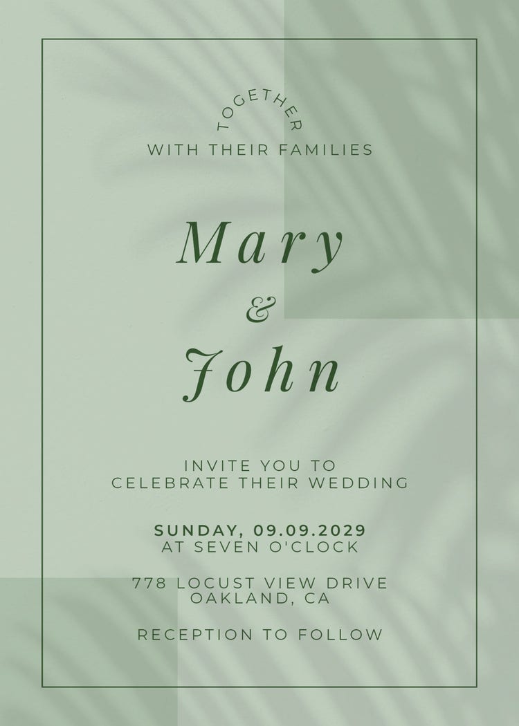 Green Wedding Invitation Card