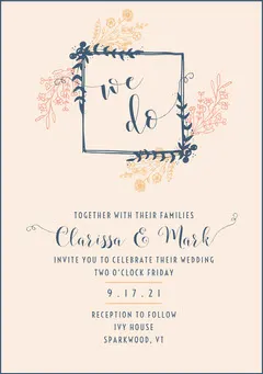 Floral Frame Wedding Invite Rustic Wedding Invitation