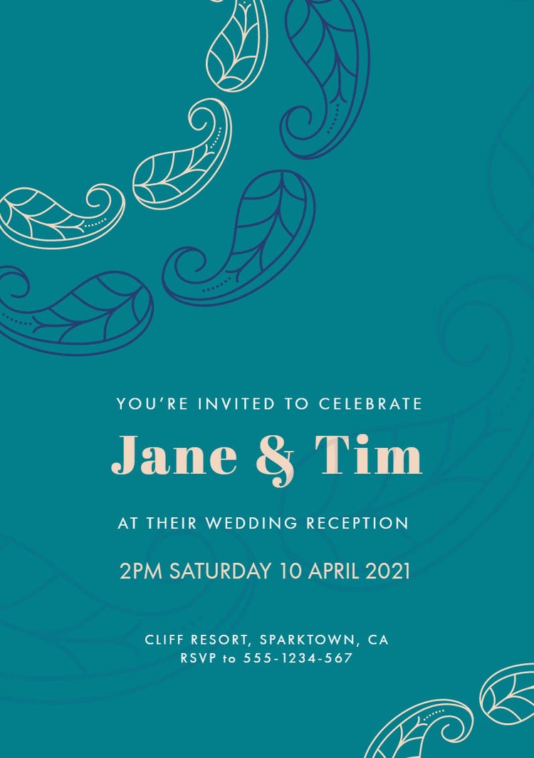 Blue and White Wedding Invitation