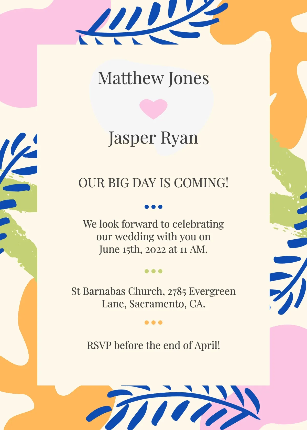 Colorful Painted Wedding LGBTQ+ Invite card