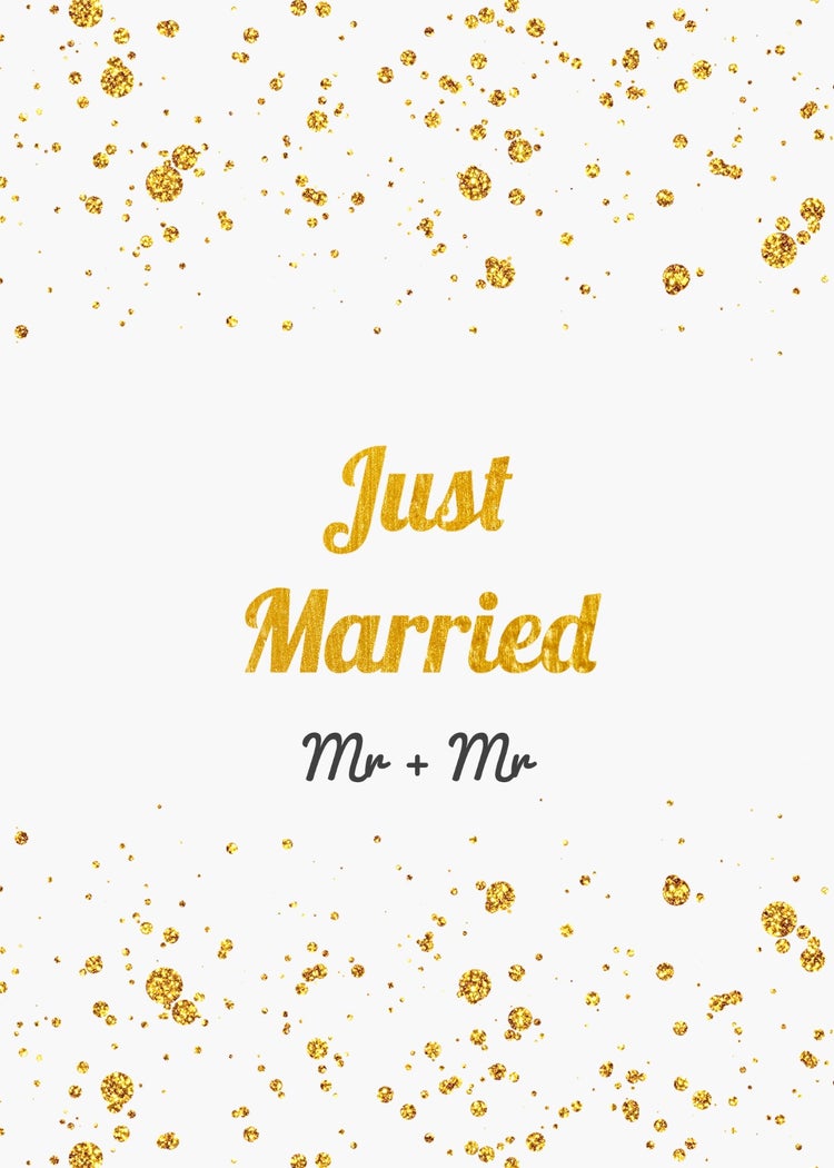 White and Gold LGBTQ+ Just Married Card