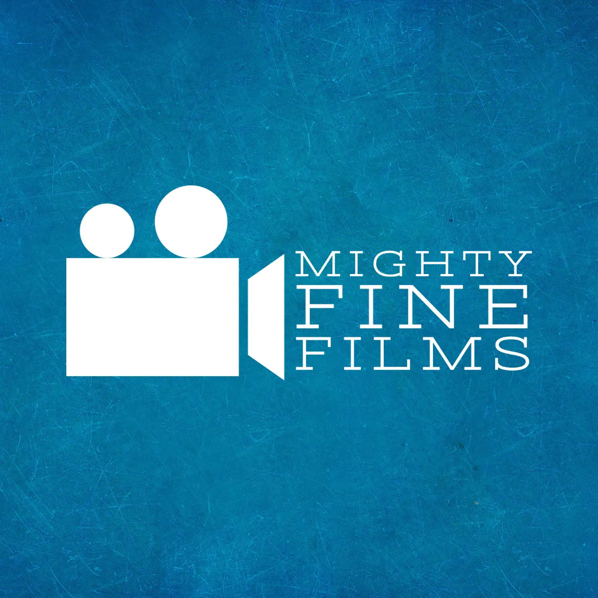 blue and white textured movie logo