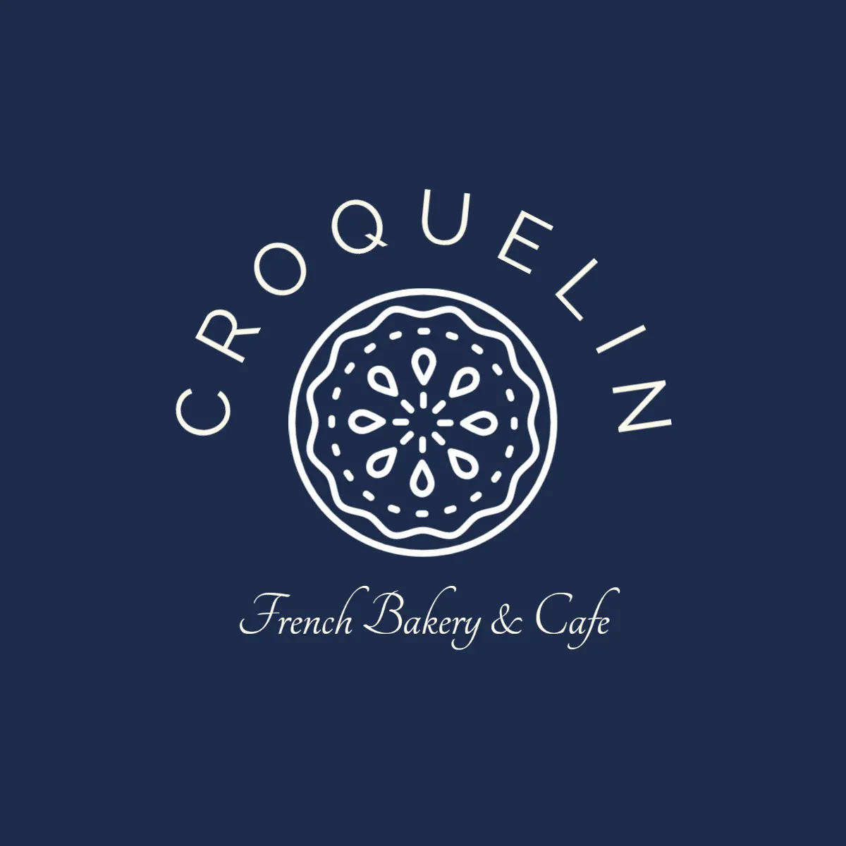 Dark Blue and White French Bakery & Cafe Logo