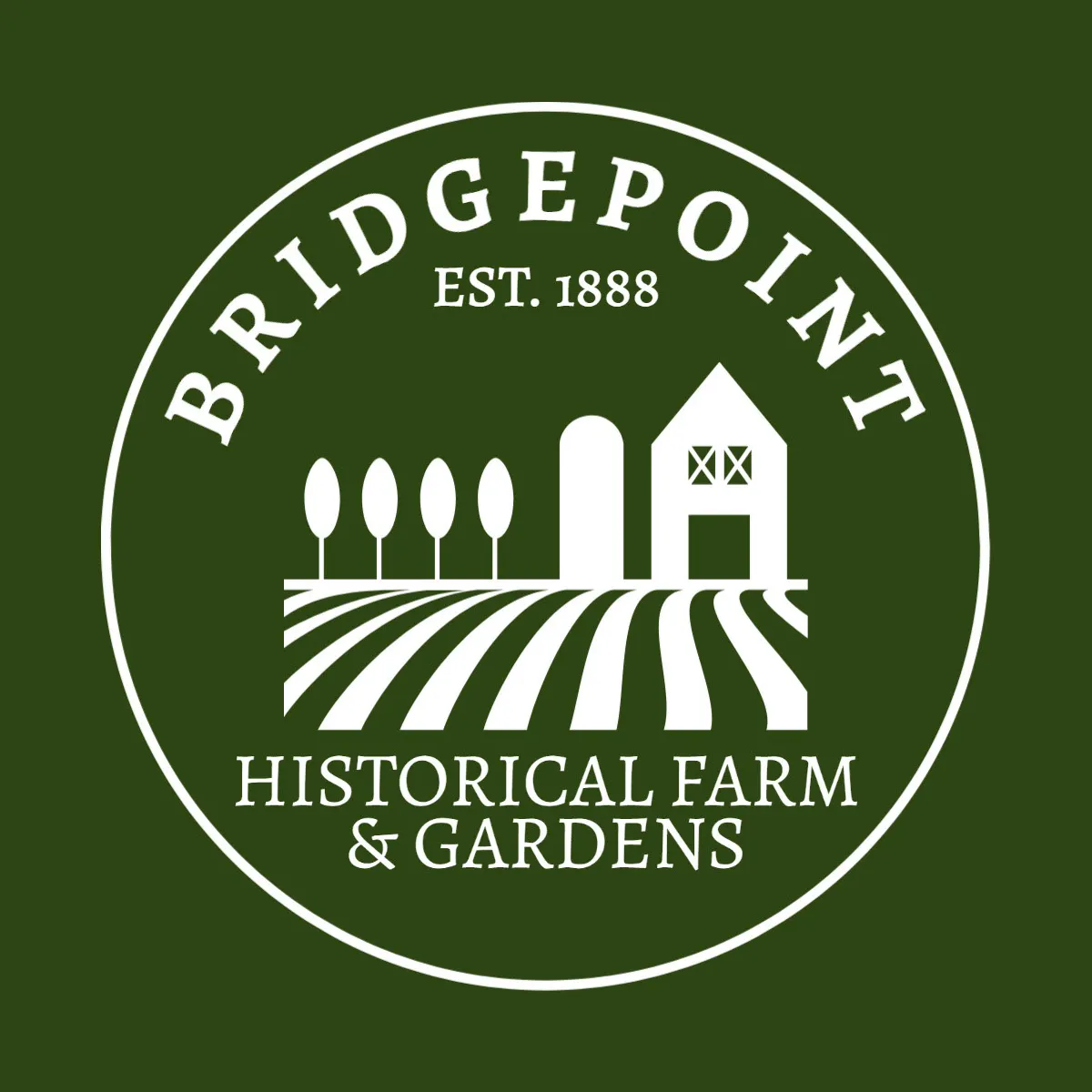 Green and White Historical Farm & Garden Bridgepoint Badge Logo