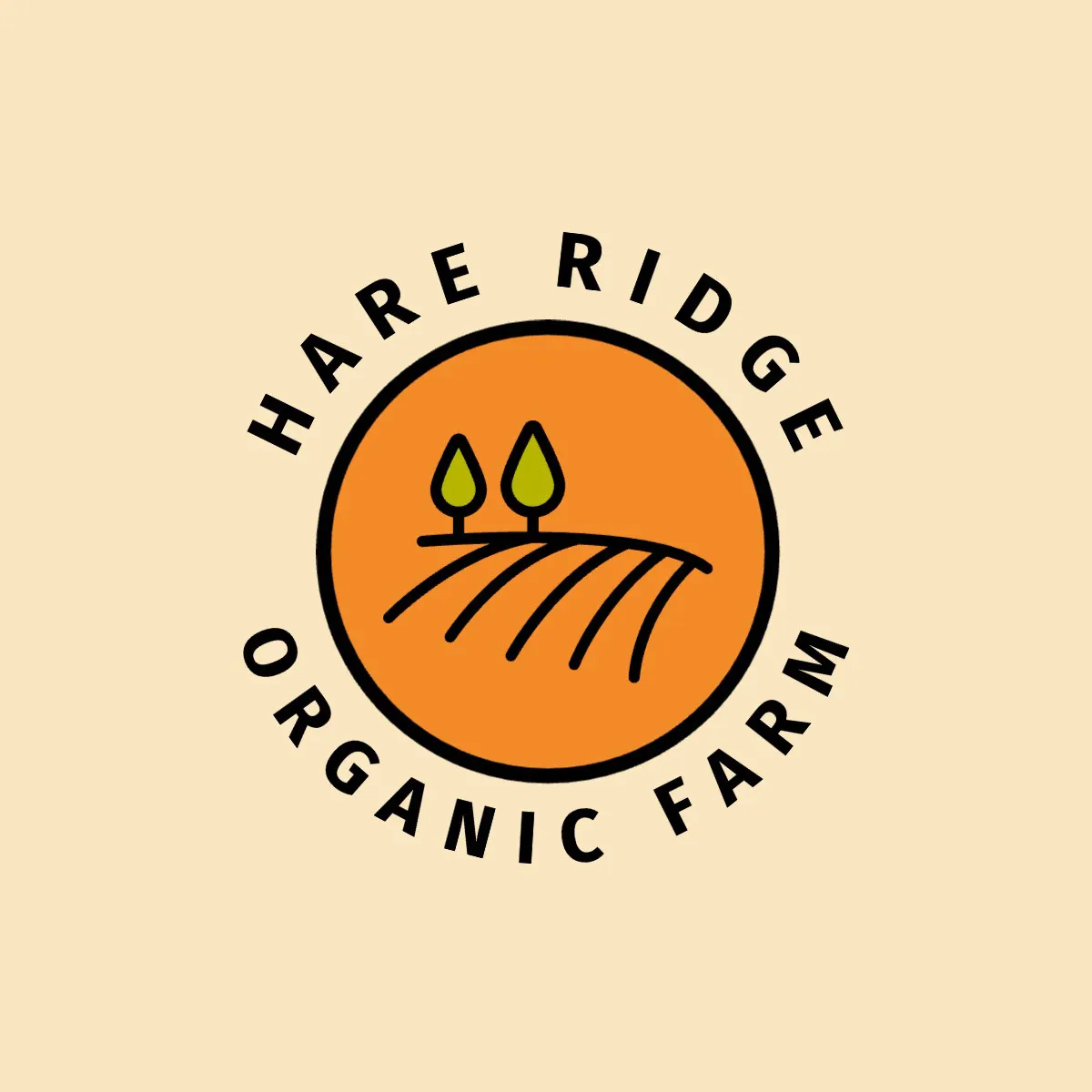 Cream & Orange Organic Farm Logo