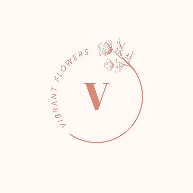 Pink Circular Floral Letter Logo