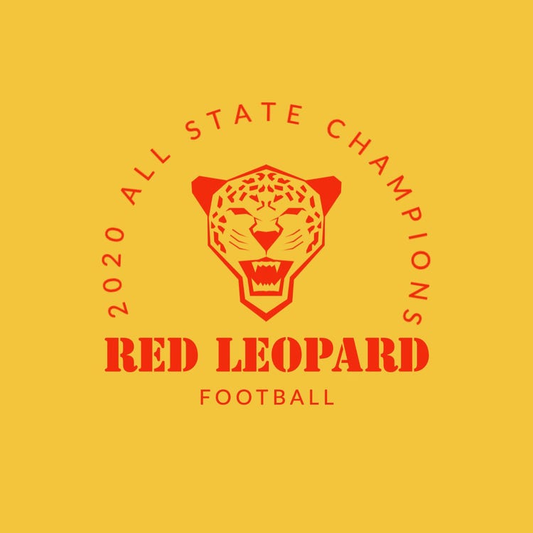 Red And Yellow Leopard Football Team Logo