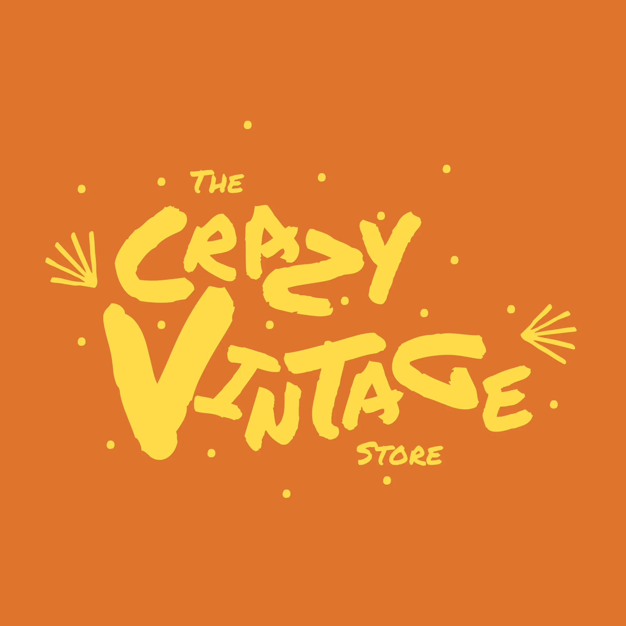 yellow orange crazy vintage clothing store logo square 