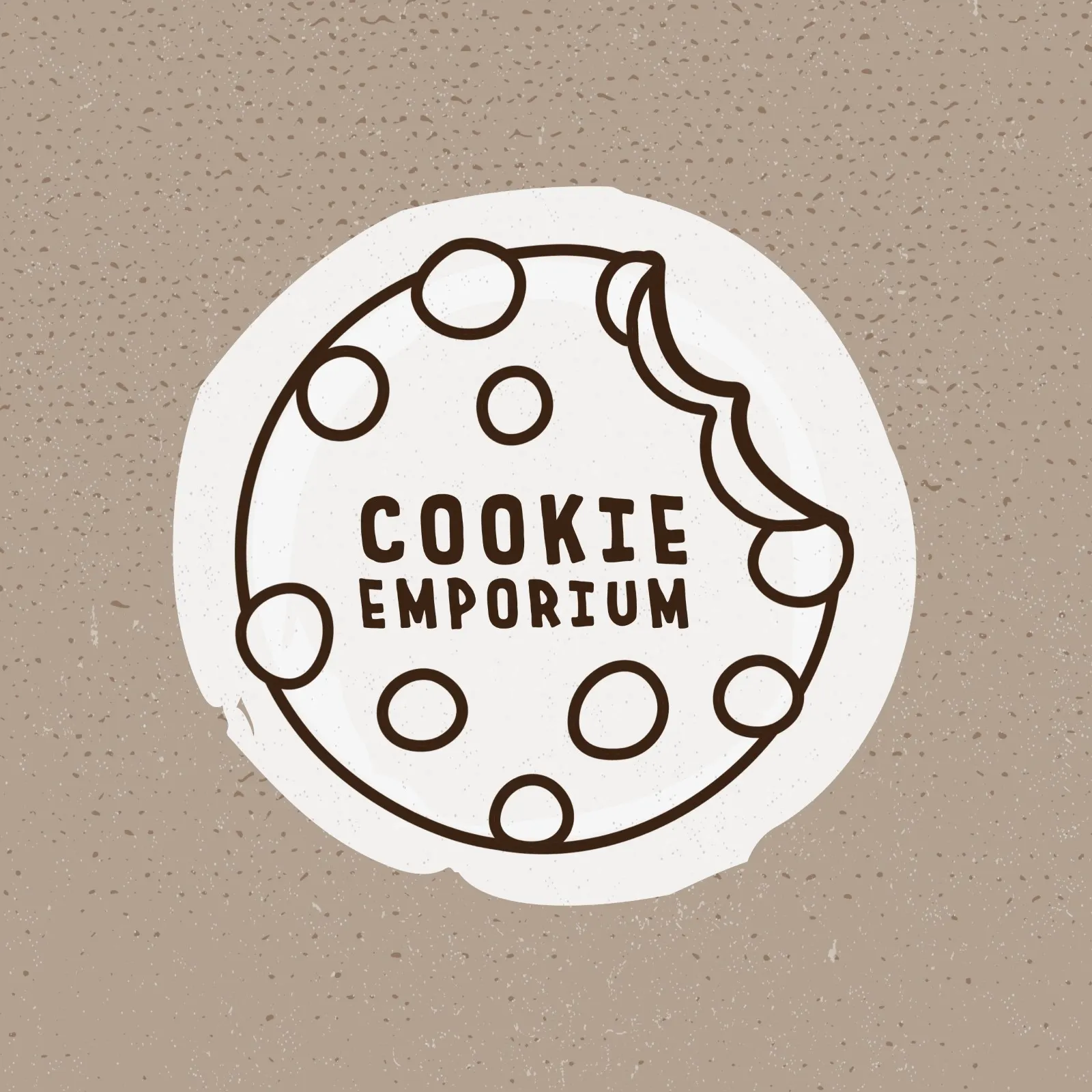 Brown, Black and White Half Eaten Cookie Logo
