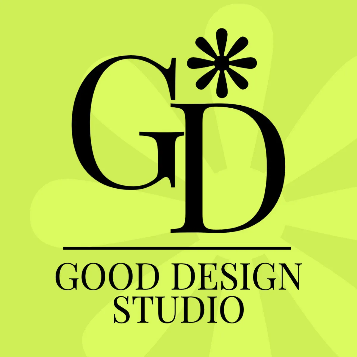 Black and Green Yellow Monogram Logo for Creative Studio with Flower Symbol