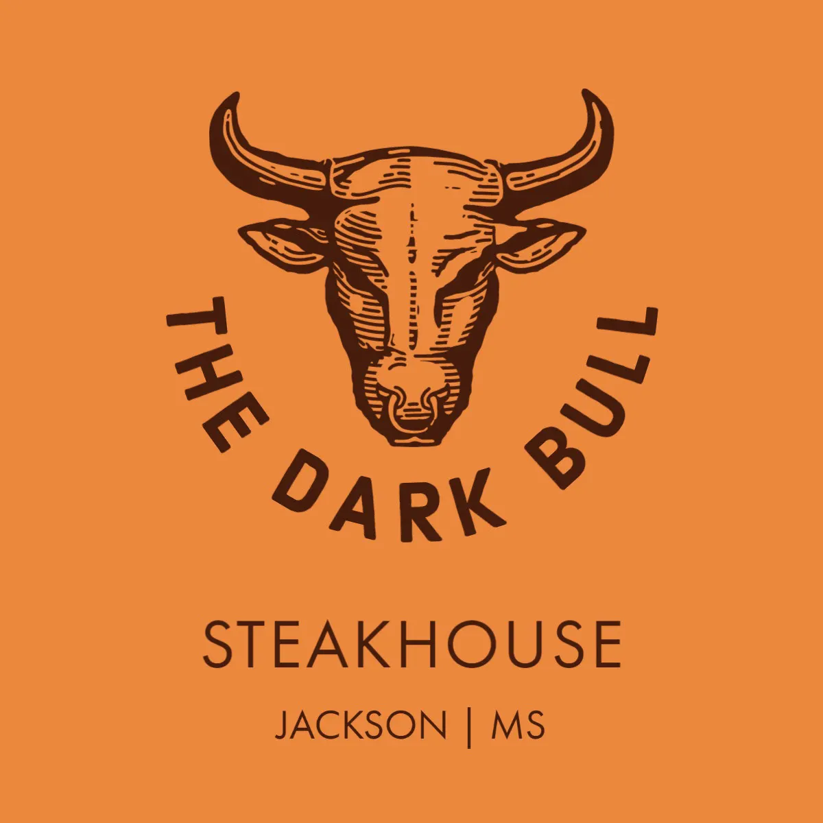 Set Orange & Brown Bull Steakhouse Restaurant Logo