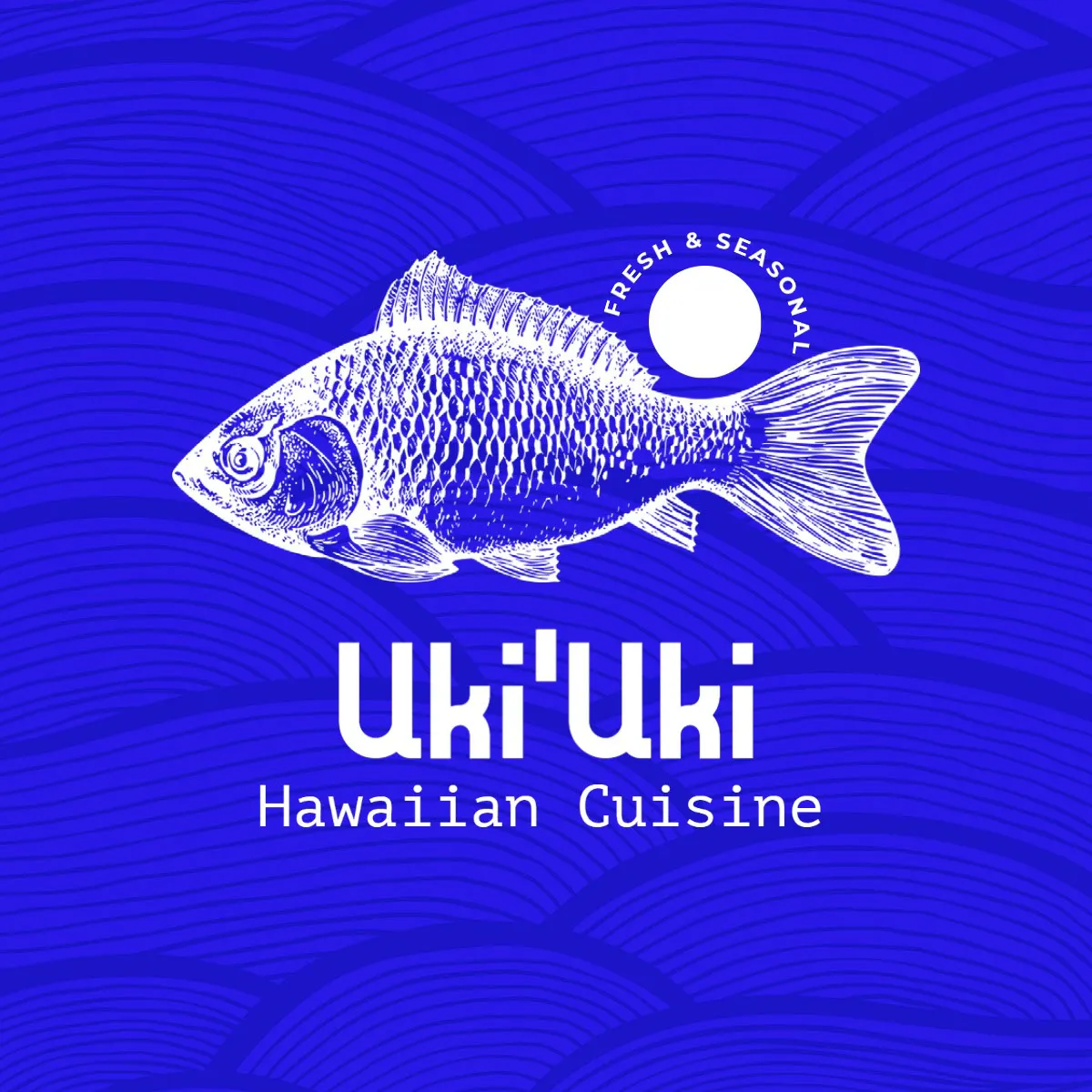 Blue And White Bold Illustrative Fish Restaurant Logo