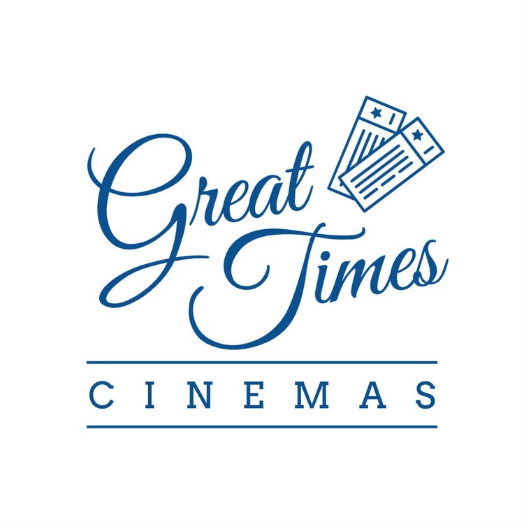 Navy Retro Movie Theatre Transparent Logo