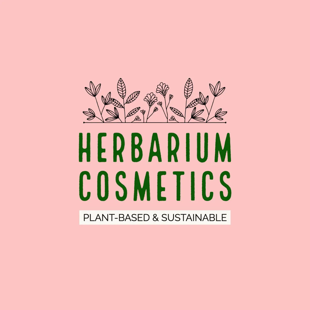 Pink And Green Botanical Herbarium Cosmetics Logo