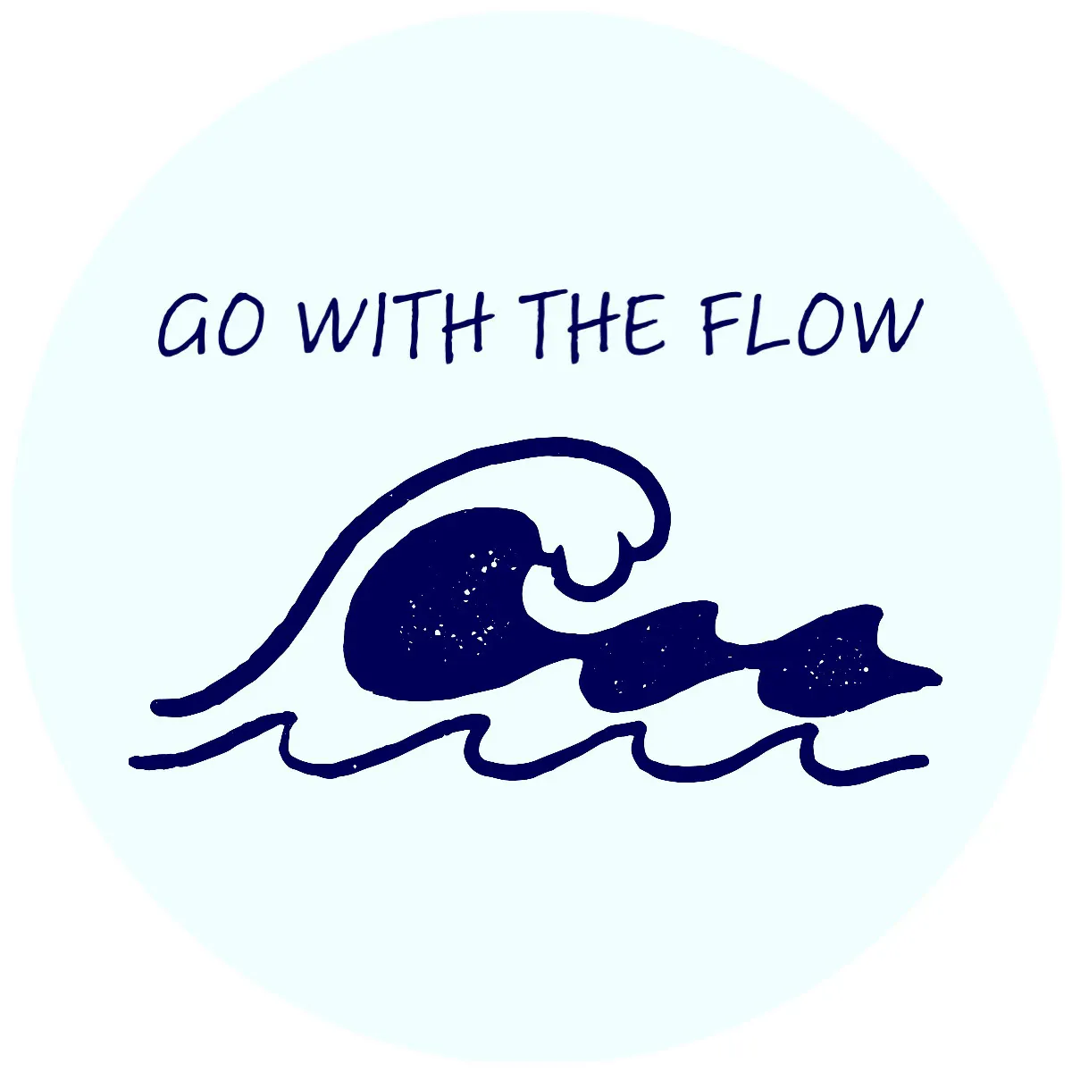Circle Blue Ocean GO WITH THE FLOW STICKER