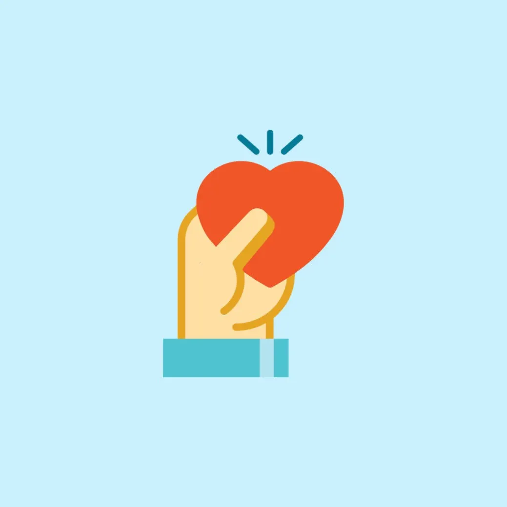Blue and Red Hand With Heart Instagram Graphic